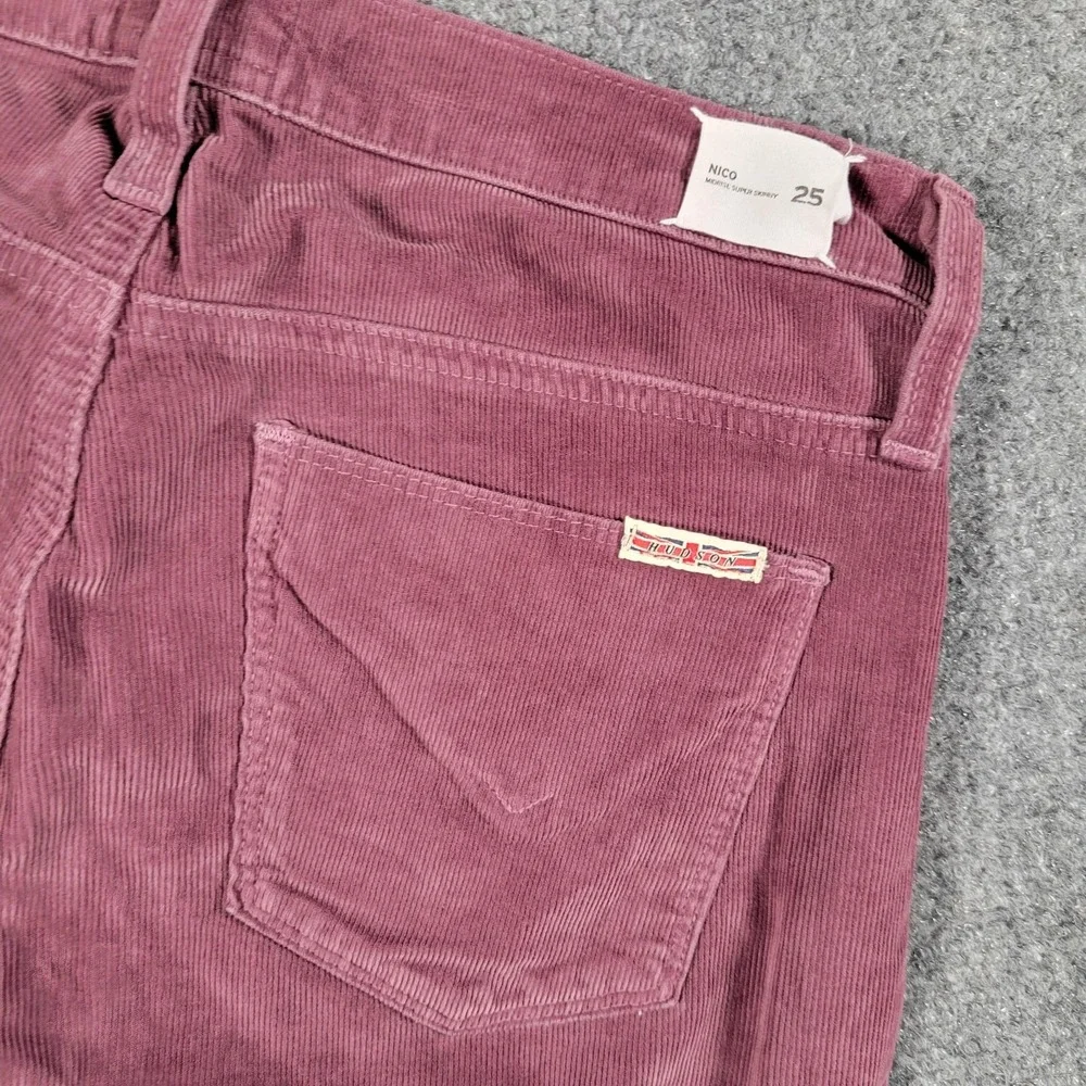 Hudson Nico Corduroy Jeans Womens‎ 25 Plum Mid Rise Super Skinny Made USA